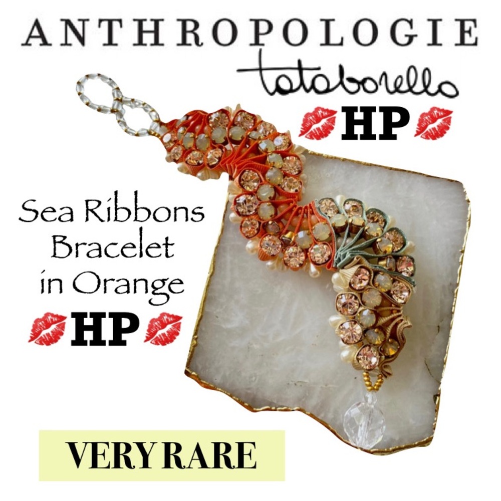 Anthropologie RARE Tataborello Sea Ribbons Bracelet EUC Silk Swarovski